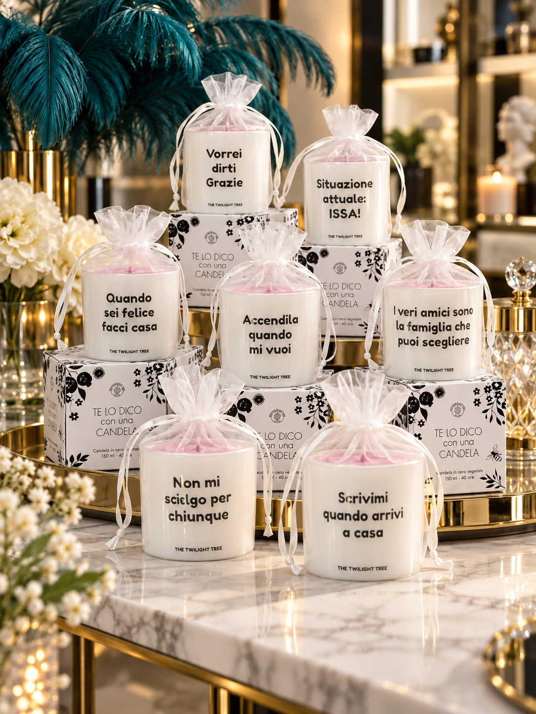Candele profumate con scritta personalizzata