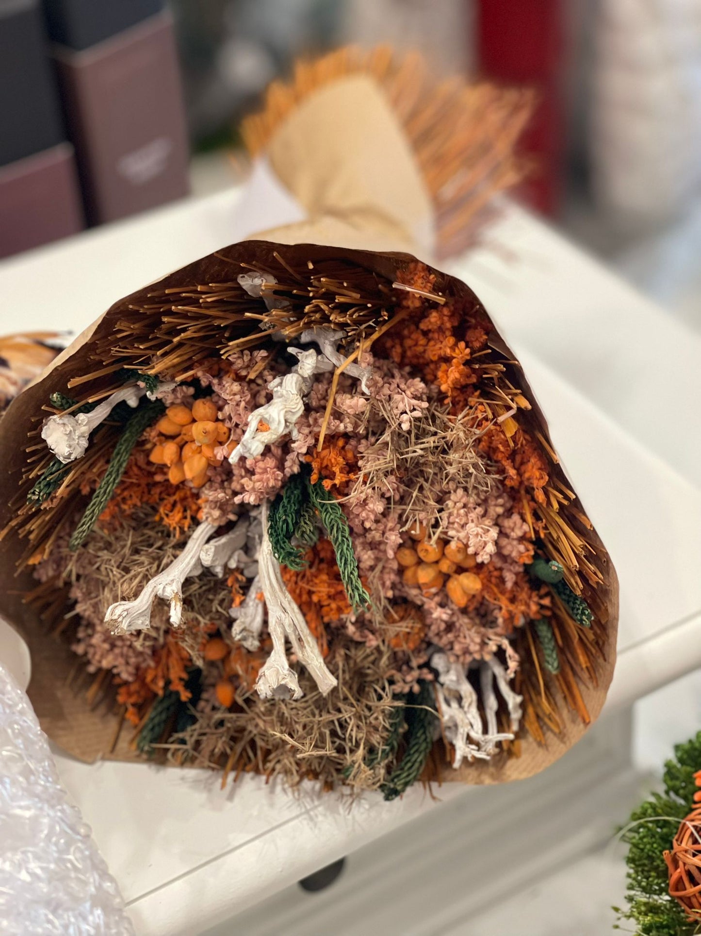 Bouquet fuori secchi confezionato a mano grandi